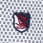 Polo Shirt Short Sleeve // White + Navy Collar (M)