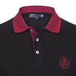 Polo Shirt Long Sleeve // Black + Red Collar (S)