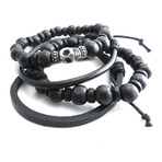 Skull Bead and Leather // 4-Pack