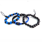 Blue Mix Wood Prayer Bead + Para Cord // 3 pack