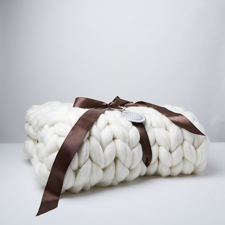 Chunky Knit Lap Throw (Cream)