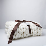 Chunky Knit Double Cuddler Throw (Ivory)
