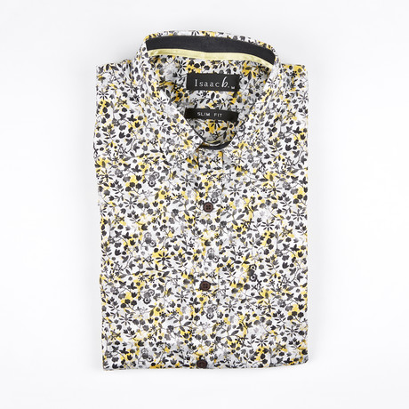 Flower Ditzy Print Button-Up Shirt // Yellow (L)