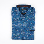 Geo Daisy Button-Up Shirt // Blue (M)
