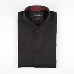 Contrast Stitch Button-Up Shirt // Black + Red (XL)