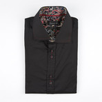 Paisley Cuff Button-Up Shirt // Black + Red (XL)