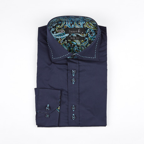 Paisley Cuff Button-Up Shirt // Navy (S)