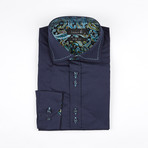 Paisley Cuff Button-Up Shirt // Navy (L)
