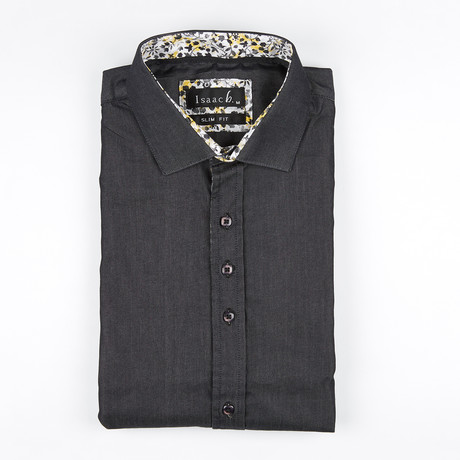 Floral Collar Dress Shirt // Black (S)