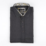 Floral Collar Dress Shirt // Black (L)