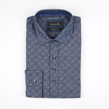 Checkered Dress Shirt // Blue (S)
