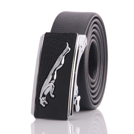 Michael Automatic Adjustable Belt // Black + Silver Jaguar
