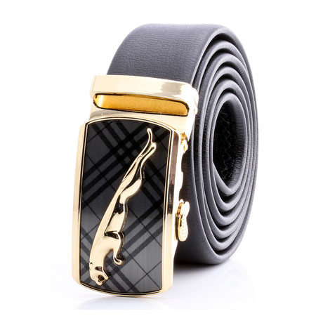 Nikita Automatic Adjustable Belt // Black + Bronze + Silver Plaid