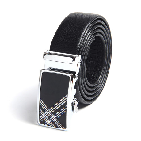Sebastian Automatic Adjustable Belt // Black + Silver