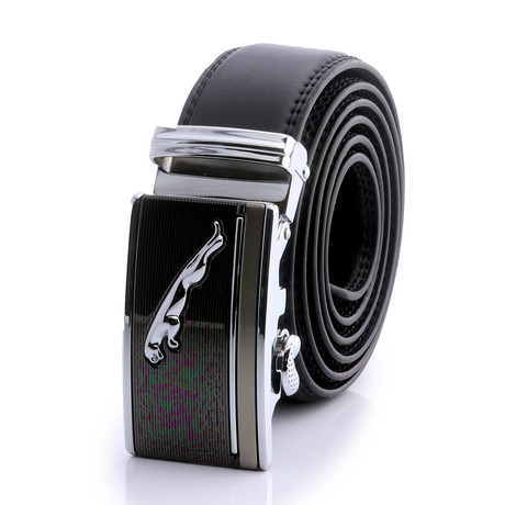 Sergey Automatic Adjustable Belt // Black + Silver Jaguar