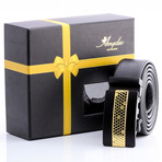 Milan Automatic Adjustable Belt // Black + Gold