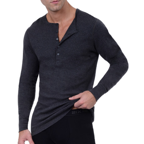 Essential Long Sleeve Henley // Charcoal Heather (S)