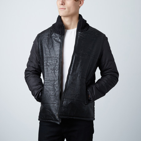Limon Co // Quilted Front Bomber With Nylon Sleeves // Black (XS)