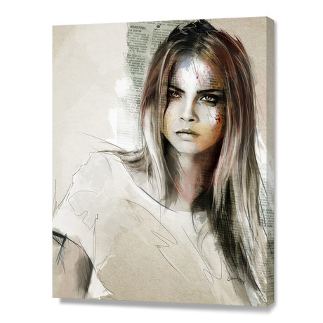 Cara Delevingne (Stretched Canvas // 16"W x 20"H)