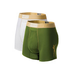 Double Pack set of Dual-Climate™ Underwear Boxers // White + Cypress Green (Large)