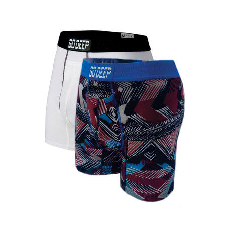 Double Pack set of Dual-Climate™ Underwear Boxers // Mixed Blue + White (Medium)