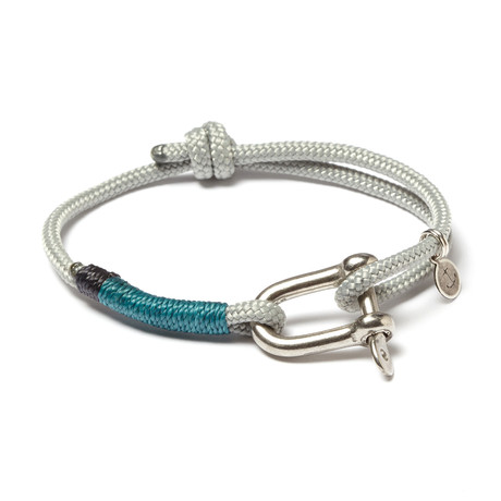 Stainless Steel D-Shackle Adjustable Cuff // Grey + Teal