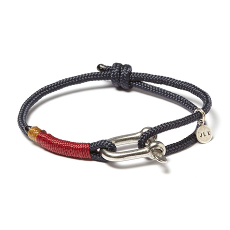 Stainless Steel D-Shackle Adjustable Cuff // Navy + Burgundy