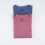 Beefy Long Sleeve Pocket Tee // Tidepool + Cranberry // Pack of 2 (XL)