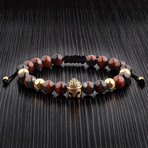 Tiger Eye + Gold Gladiator Adjustable Bracelet // Red + Gold