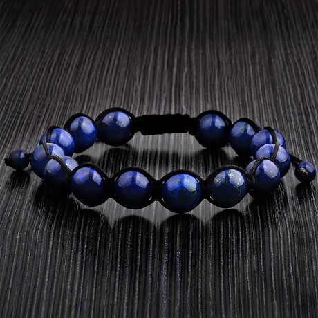 Natural Stone Lapis Lazuli Macrame Style Wrap // Blue