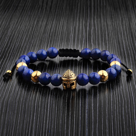 Lapis Lazuli + Gold Gladiator Adjustable Bracelet // Blue + Gold