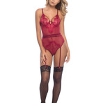 Eyelash Lace Teddy // Rhubarb (S)