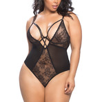 Strappy Mesh and Lace Teddy // Black // Plus (1X/2X)