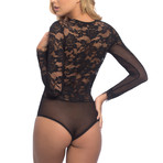 Renata Eyelash Lace Teddy // Black (S)