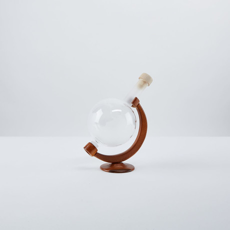 Handcrafted Glass Matt Globe Bottle + Wooden Stand