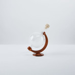 Handcrafted Glass Matt Globe Bottle + Wooden Stand