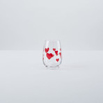 Stemless Wine Glasses Red Hearts // Set of 6