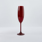 Bohemian Colored Red Champagne Flutes // Set of 6