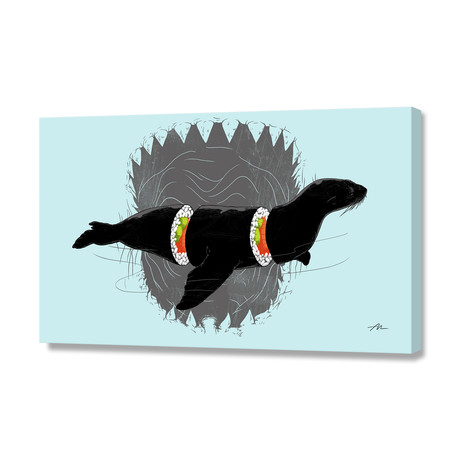 Sushi for Sharkie // Stretched Canvas (24"W x 16"H x 1.5"D)