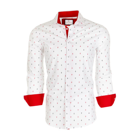 Suslo Couture Anchor Button Down Shirt // White (S)