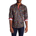 Suslo Couture  Abstract Button Down Shirt // Black (S)