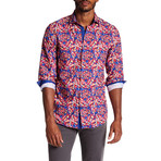 Suslo Couture Abstract Button Down Shirt // Navy (S)