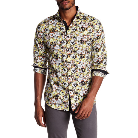 Suslo Couture Floral Button Down Shirt // Yellow (S)