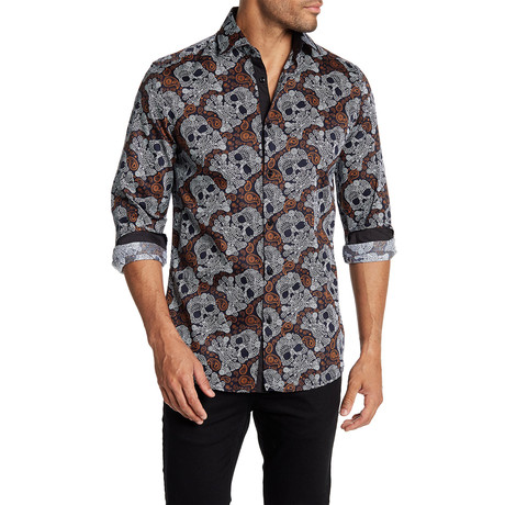 Suslo Couture Skulls Button Down Shirt // Black (S)