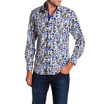 Suslo Couture Floral Button Down Shirt // Royal (S)
