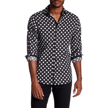 Suslo Couture Polka Dots Button Down Shirt // Black (S)