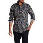 Suslo Couture Paisley Button Down Shirt // Forest Green (S)