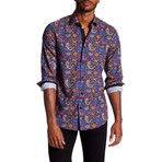 Suslo Couture Paisley Button Down Shirt // Navy (L)