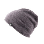 Slap Knit Beanie // Aubergine + Gray