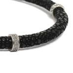 Classic Diamond Stopper Bracelet (Black + White Gold Plated)